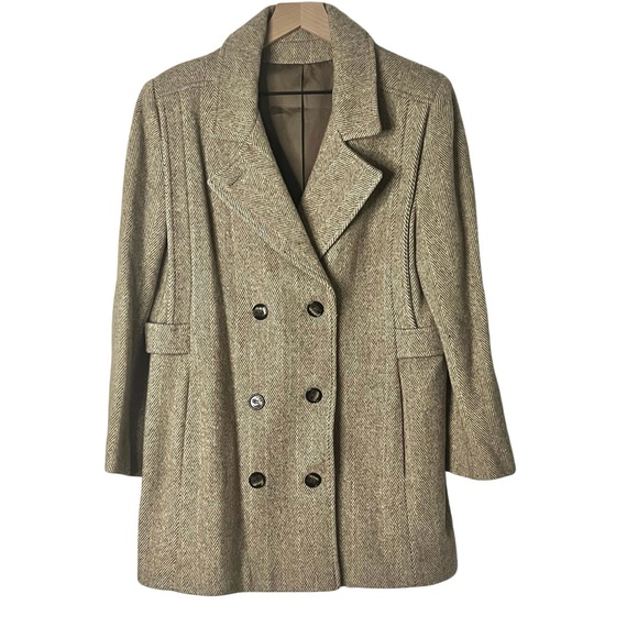 Vintage Wool Chevron Women’s Coat, Medium, Classic Preppy Old Money Quiet Luxury - Picture 1 of 16